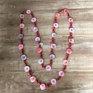 NWT Red Shell and Beaded Necklace